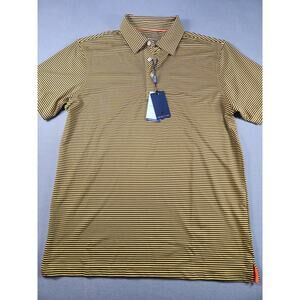 Michael Rouen Performance Polo Shirt UPF 30+ Mens Medium Golf Yellow Brown NWT